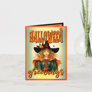 Retro Funny Witch Halloween Cards
