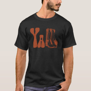 Retro Funny Y'all Cowgirl Boots Fall Western Fall  T-Shirt