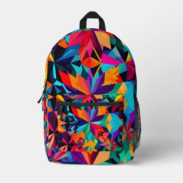 Retro Fusion: Bold Geometric Pattern  Throw Pillow Printed Backpack (Front)