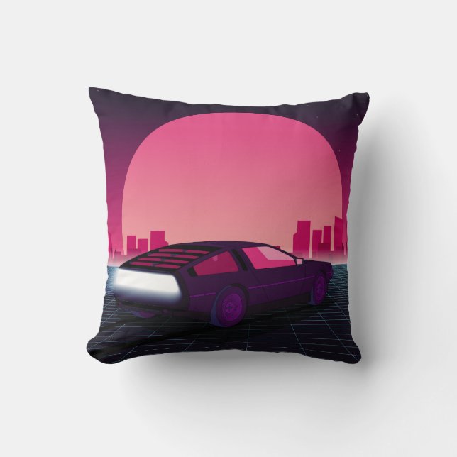 Retro future. 80s style sci-fi background with sup cushion (Front)