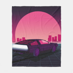 Retro future. 80s style sci-fi background with sup fleece blanket