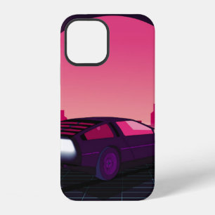 Retro future. 80s style sci-fi background with sup iPhone 12 case