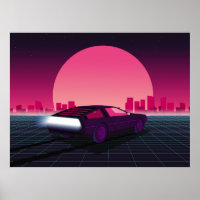 Retro future. 80s style sci-fi background with sup