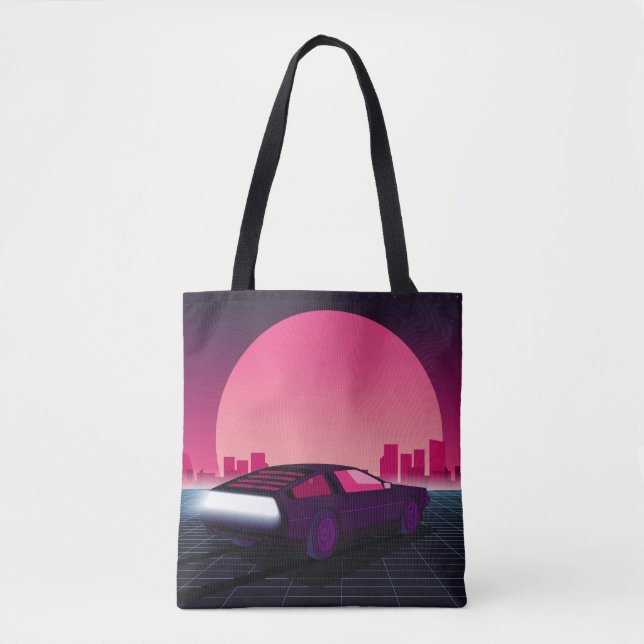 Retro future. 80s style sci-fi background with sup tote bag (Front)