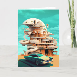Retro Future Cars Cinematic Autos Blank Note Card