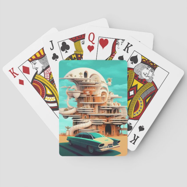 Retro Future Cars Cinematic Autos  Playing Cards (Back)