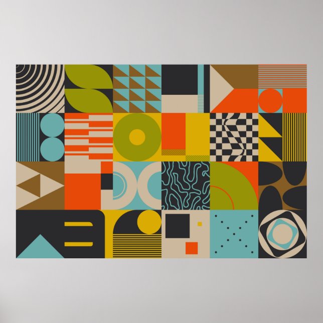 Retro future inspired artwork of abstract symbols  poster (Front)