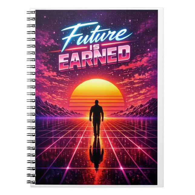 Retro Future Motivation Poster Notebook (Front)