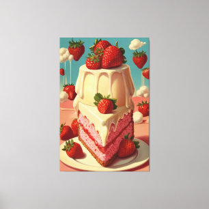 Retro future strawberry cake Canvas Print