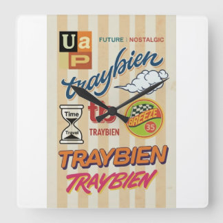 Retro-Future 'Traybien' Time Warp Square Wall Clock