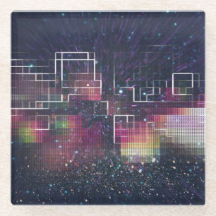 Retro Futurism: 80's Neon Geometric Glass Coaster