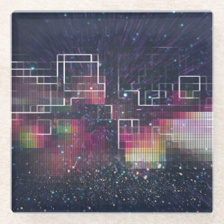 Retro Futurism: 80's Neon Geometric Glass Coaster