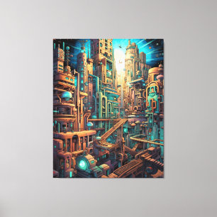 Retro Futurism Art Canvas Print