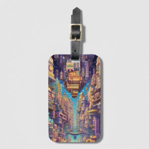 Retro Futurism Art Luggage Tag