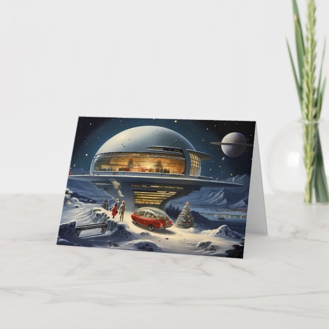 Retro Futurism Festivities: A Cosmic Christmas Eve Card (Front)