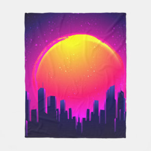 Retro Futurism. futuristic synth wave illustration Fleece Blanket