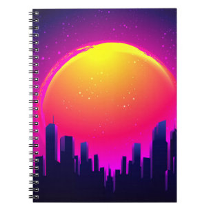 Retro Futurism. futuristic synth wave illustration Notebook