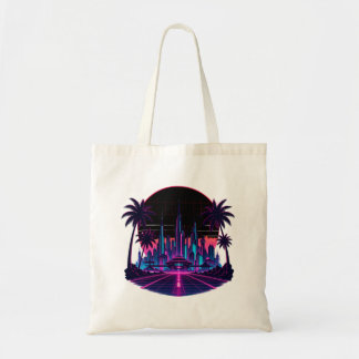Retro Futurism Neon Synthwave Tote Bag