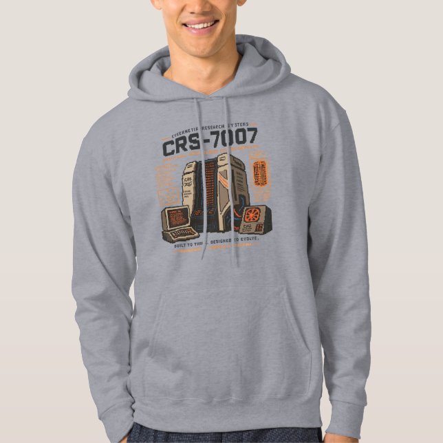 Retro Futuristic AI Robot Computer Vaporwave Neon Hoodie (Front)
