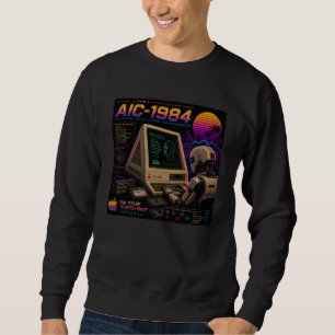 Retro Futuristic AI Robot Computer Vaporwave Neon Sweatshirt