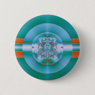 Retro Futuristic Aqua Coral Abstract Art 6 Cm Round Badge