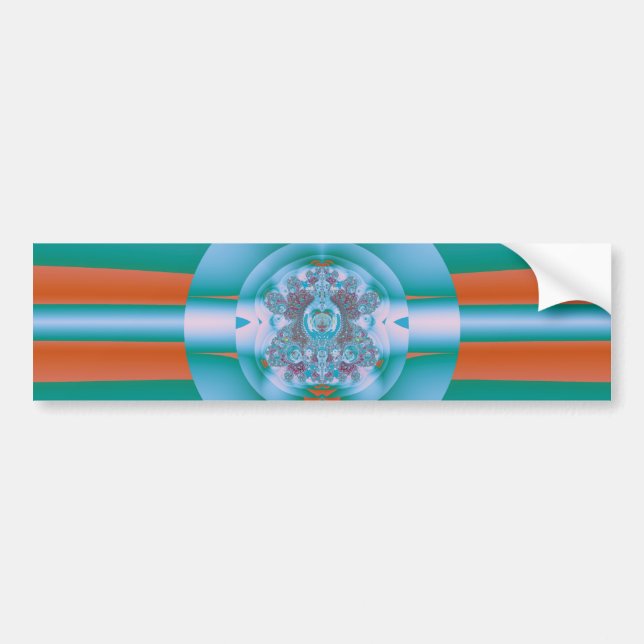Retro Futuristic Aqua Coral Abstract Art Bumper Sticker (Front)