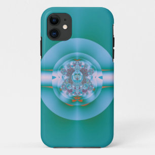 Retro Futuristic Aqua Coral Abstract Art iPhone 11 Case