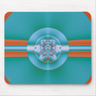 Retro Futuristic Aqua Coral Abstract Art Mouse Mat