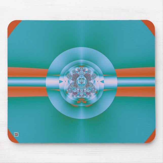 Retro Futuristic Aqua Coral Abstract Art Mouse Mat (Front)