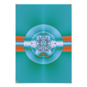 Retro Futuristic Aqua Coral Abstract Art Photo Print