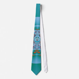 Retro Futuristic Aqua Coral Abstract Art Tie