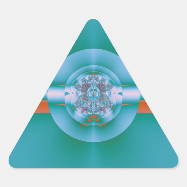 Retro Futuristic Aqua Coral Abstract Art Triangle Sticker (Front)