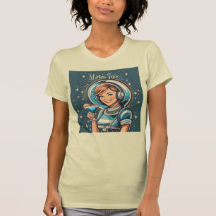 Retro Futuristic Astro Girl Martini Time T-Shirt