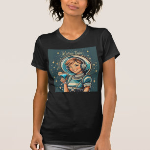 Retro Futuristic Astro Girl Martini Time T-Shirt