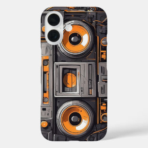 Retro-Futuristic Cassette Player Boombox iPhone 16 Case
