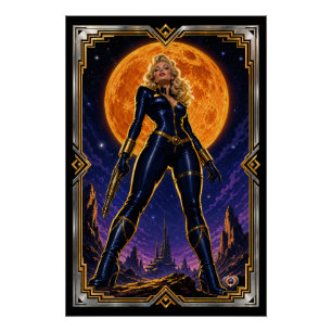 Retro-Futuristic Glamour Portrait Of Marcella Sola Poster