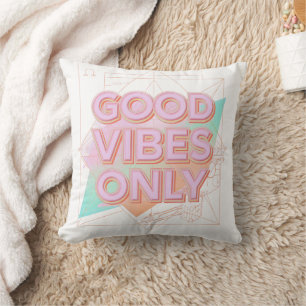 Retro Futuristic Good Vibes Design – Y2K Aesthetic Cushion