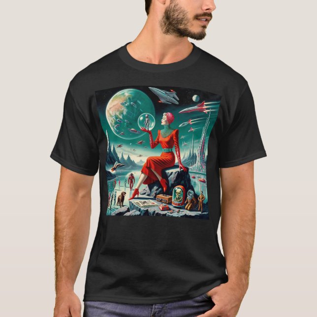 Retro Futuristic Illustration T-Shirt (Front)