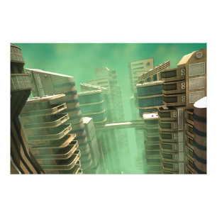 Retro Futuristic Megacity Skyline Photo Print