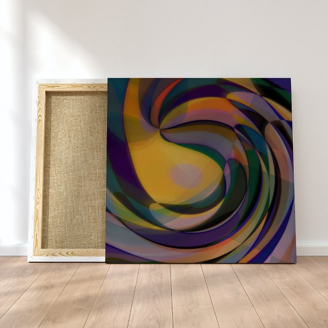 Retro Futuristic Radial Swirl Waves Art Pattern Canvas Print (Creator Uploaded)