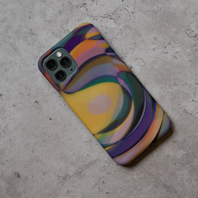Retro Futuristic Radial Swirl Waves Art Pattern iPhone Case (Creator Uploaded)