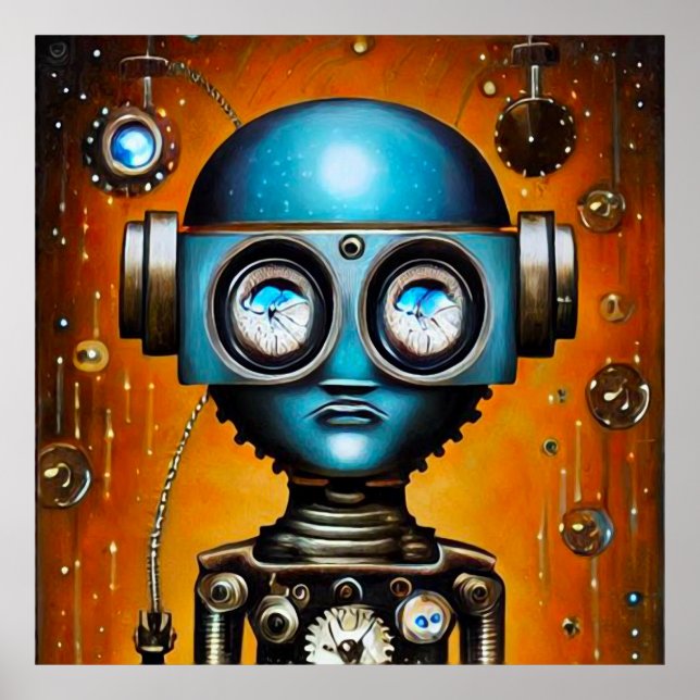 Retro Futuristic Robot Poster (Front)