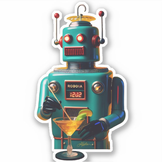 Retro Futuristic Robot ROBIA 12J2 Mixologist (Front)