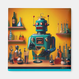 Retro Futuristic Robot ROBIA 12J2 Mixologist Magnet