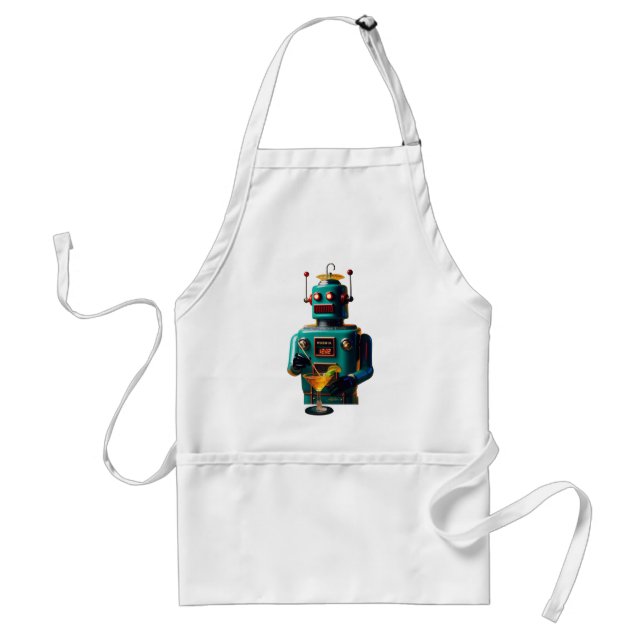 Retro Futuristic Robot ROBIA 12J2 Mixologist Standard Apron (Front)