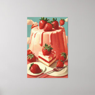 Retro futuristic strawberry cake Canvas Print