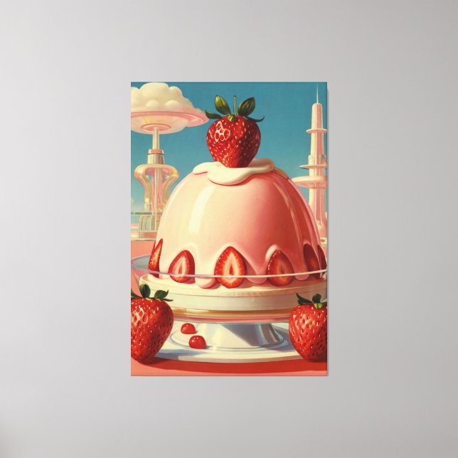 Retro futuristic strawberry cake Canvas Print (Front)