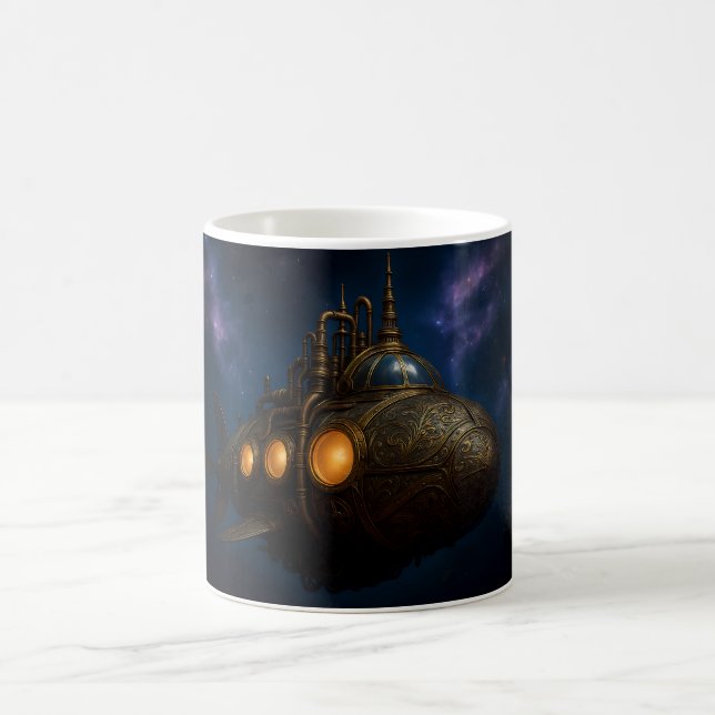 Retro futuristic submarine coffee mug (Center)