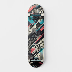 Retro-Futuristic Tech Street Art Skateboard 30