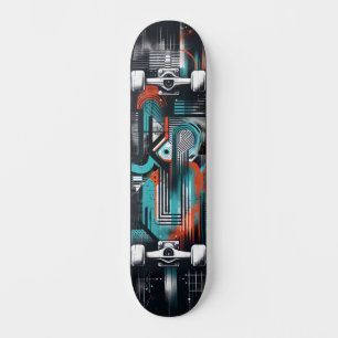 Retro-Futuristic Tech Street Art Skateboard 36